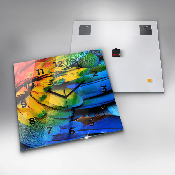 Zegar na ścianę kwadratowy Kolorowe skrzydła ptaka