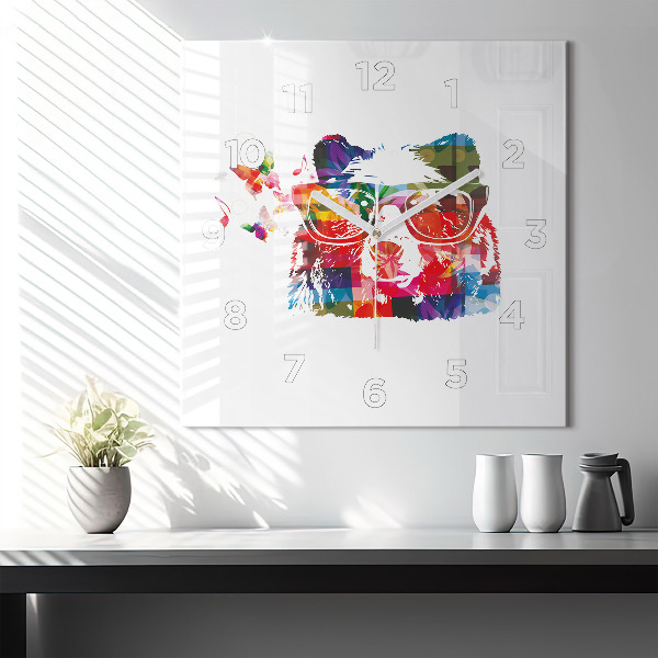 Zegar na ścianę kwadratowy Głowa niedźwiedzia