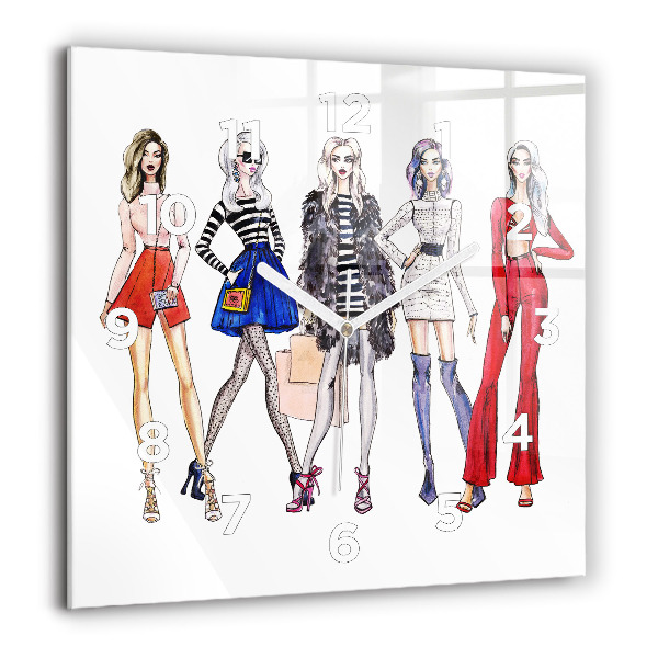 Zegar na ścianę kwadratowy Modne dziewczyny