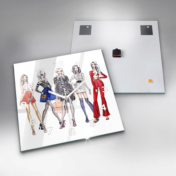 Zegar na ścianę kwadratowy Modne dziewczyny