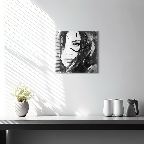 Zegar na ścianę kwadratowy Portret kobiety