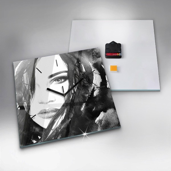 Zegar na ścianę kwadratowy Portret kobiety