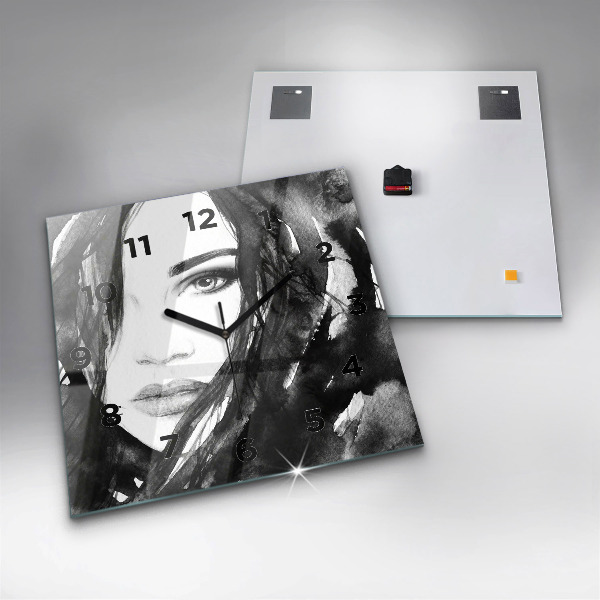 Zegar na ścianę kwadratowy Portret kobiety