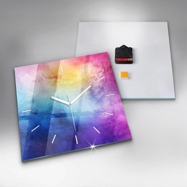 Zegar na ścianę kwadratowy Kolorowe Plamy