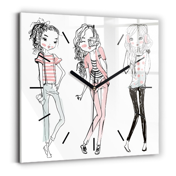 Zegar na ścianę kwadratowy Moda damska