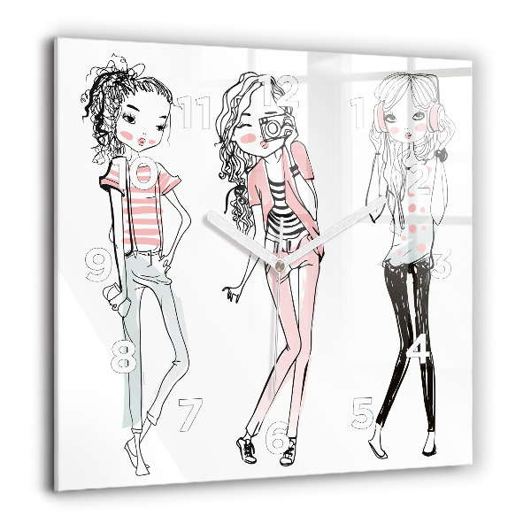 Zegar na ścianę kwadratowy Moda damska