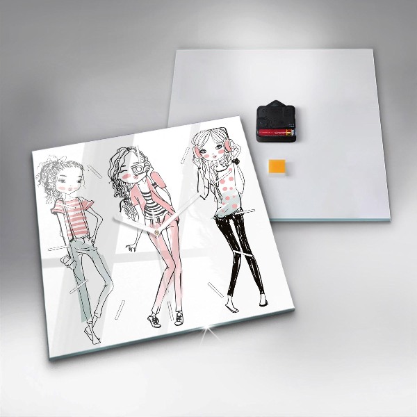 Zegar na ścianę kwadratowy Moda damska