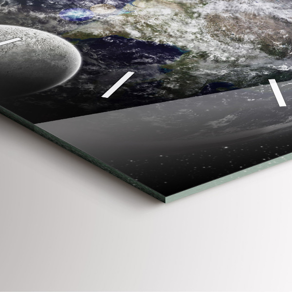 Kwadratowy zegar Ziemia Księżyc Słońce