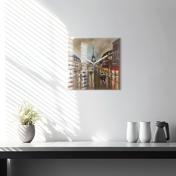 Zegar na ścianę kwadratowy Architektura miasta Paryż