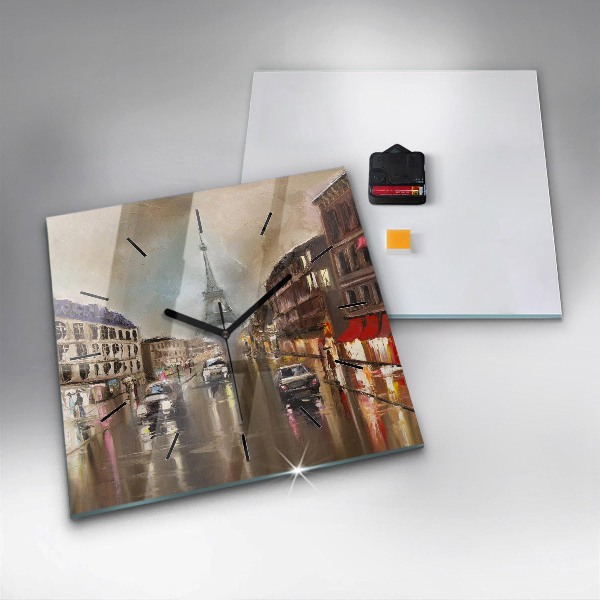 Zegar na ścianę kwadratowy Architektura miasta Paryż
