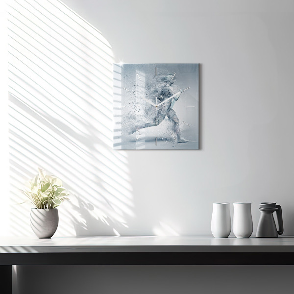 Zegar na ścianę kwadratowy Biegnący człowiek