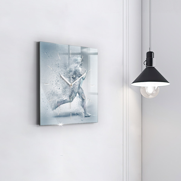 Zegar na ścianę kwadratowy Biegnący człowiek