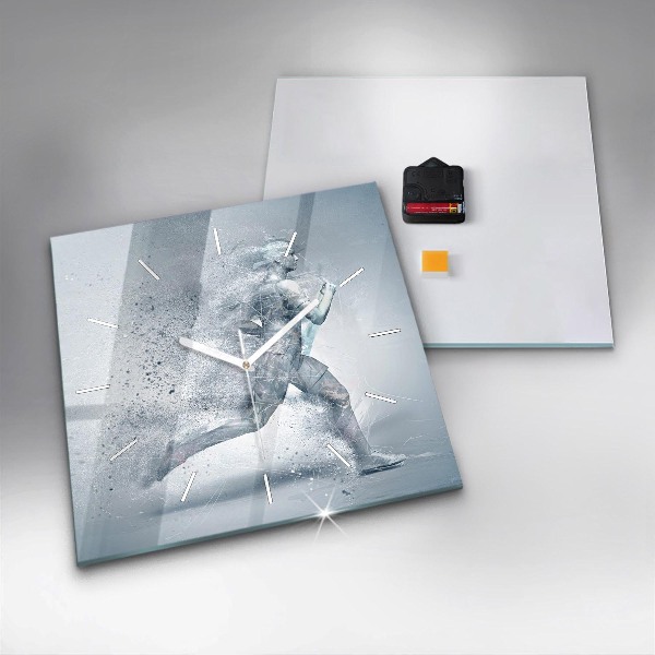 Zegar na ścianę kwadratowy Biegnący człowiek