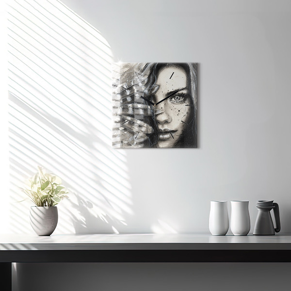 Zegar na ścianę kwadratowy Malowany portret