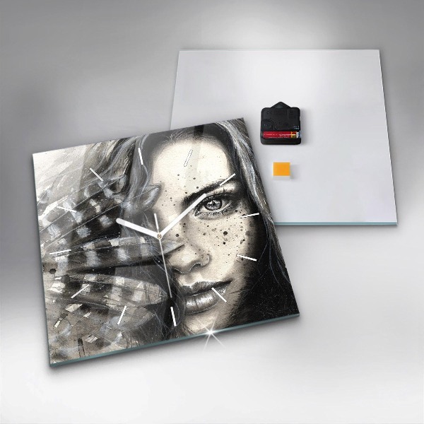 Zegar na ścianę kwadratowy Malowany portret