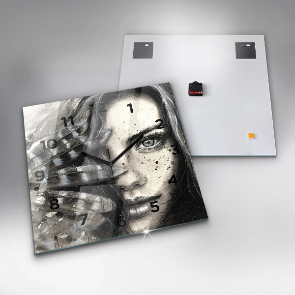 Zegar na ścianę kwadratowy Malowany portret