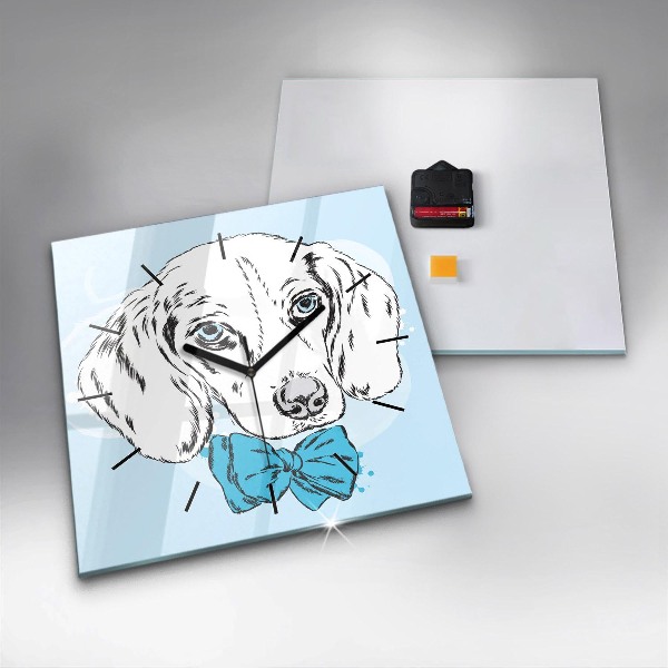 Zegar na ścianę kwadratowy Pies szczeniak