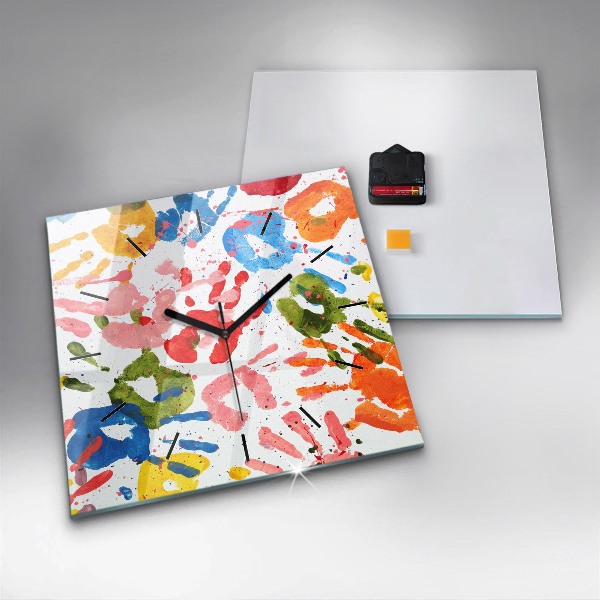 Zegar na ścianę kwadratowy Odbicia dłoni dzieci