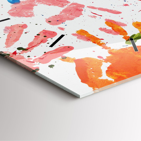 Zegar na ścianę kwadratowy Odbicia dłoni dzieci