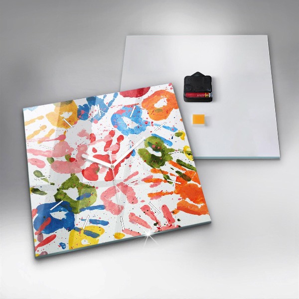 Zegar na ścianę kwadratowy Odbicia dłoni dzieci