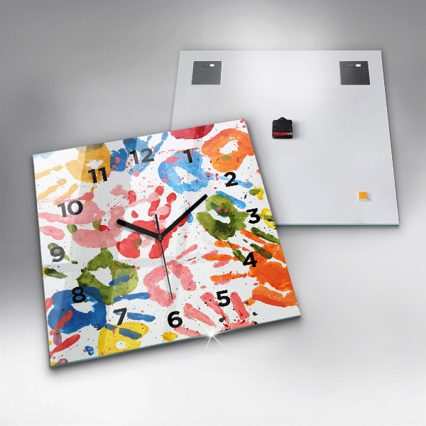 Zegar na ścianę kwadratowy Odbicia dłoni dzieci
