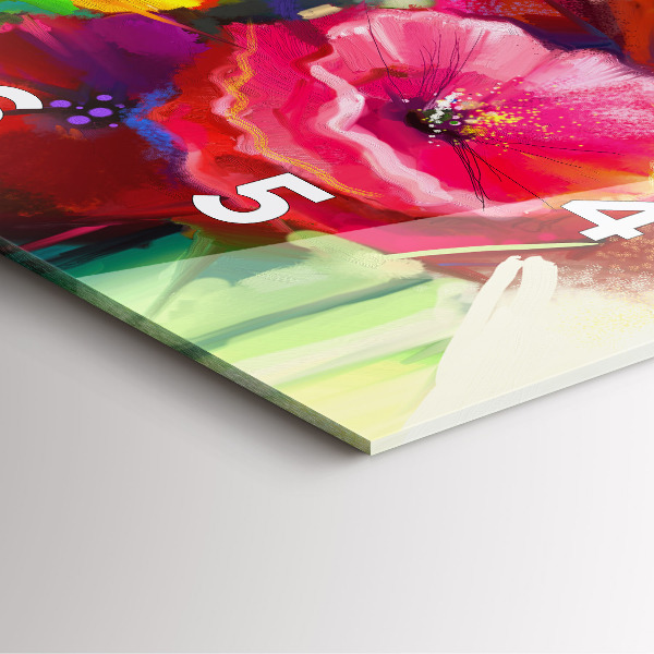 Zegar na ścianę kwadratowy Kolorowe maki