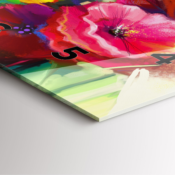 Zegar na ścianę kwadratowy Kolorowe maki