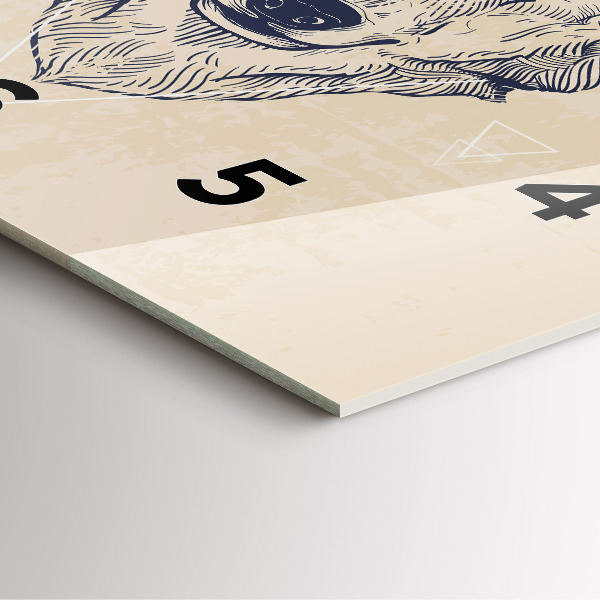 Zegar na ścianę kwadratowy Głowa wilka