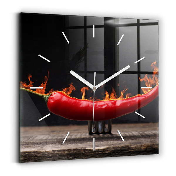 Zegar na ścianę kwadratowy Papryczka pepperoni