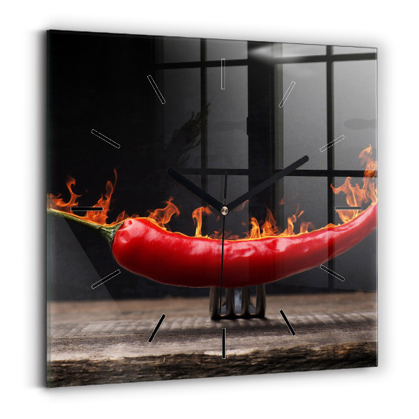 Zegar na ścianę kwadratowy Papryczka pepperoni
