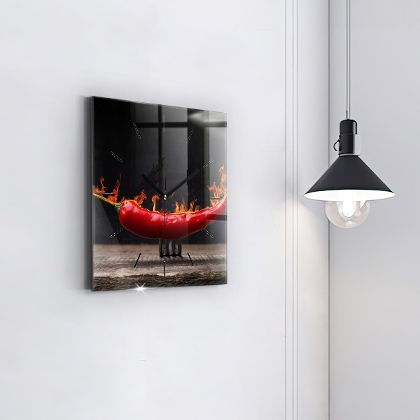 Zegar na ścianę kwadratowy Papryczka pepperoni