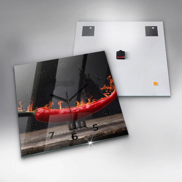 Zegar na ścianę kwadratowy Papryczka pepperoni