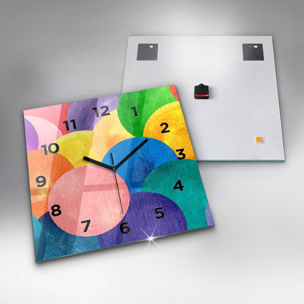 Zegar na ścianę kwadratowy Abstrakcyjne koła