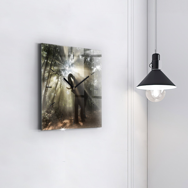 Zegar na ścianę kwadratowy Słoń w dżungli