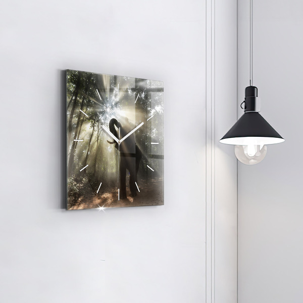 Zegar na ścianę kwadratowy Słoń w dżungli