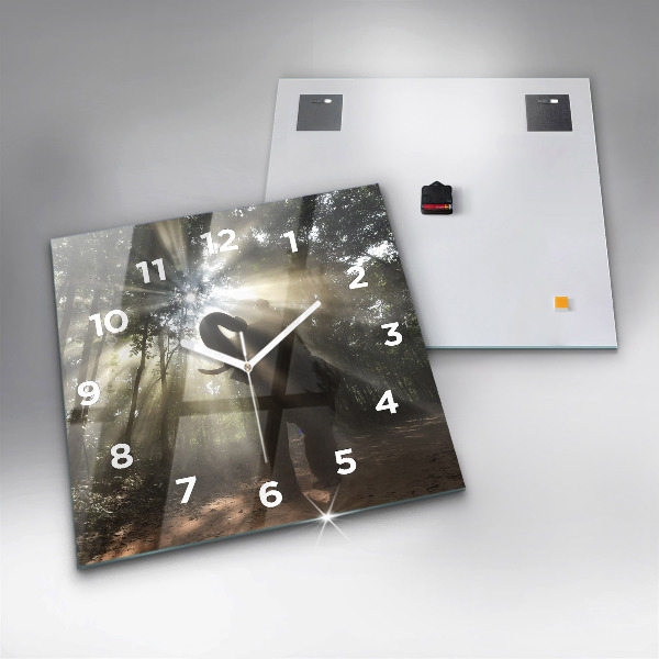 Zegar na ścianę kwadratowy Słoń w dżungli