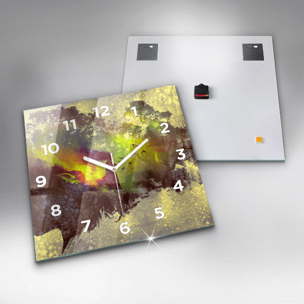 Zegar na ścianę kwadratowy Kobieta w lesie