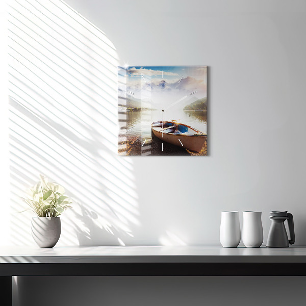 Zegar na ścianę kwadratowy Widok na jezioro