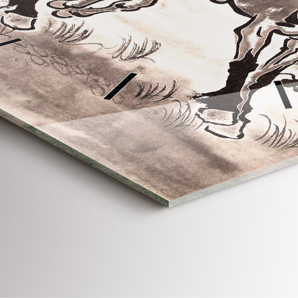 Zegar na ścianę kwadratowy Galopujące konie