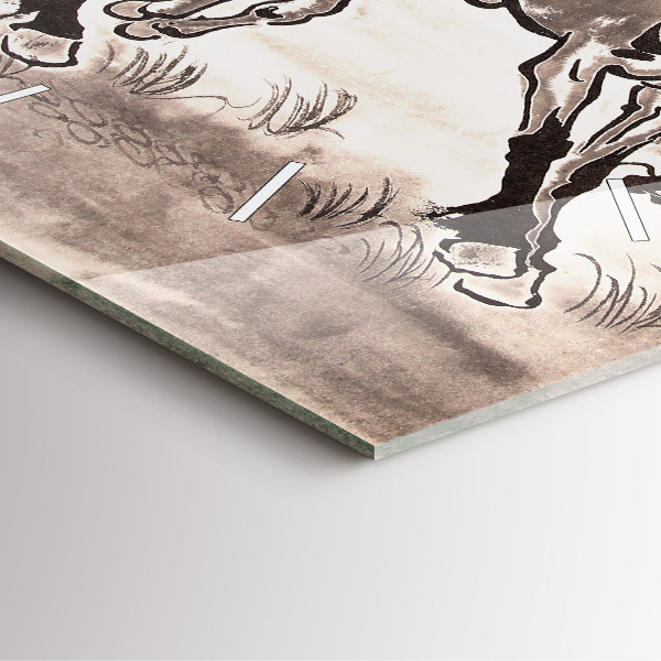 Zegar na ścianę kwadratowy Galopujące konie