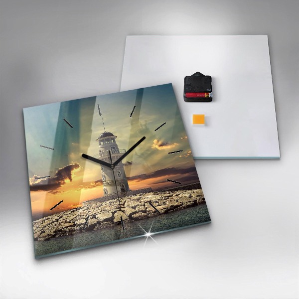 Zegar na ścianę kwadratowy Latarnia morska na wodzie