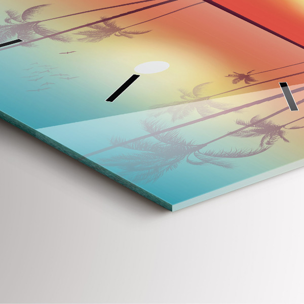 Zegar na ścianę kwadratowy Tropikalne palmy