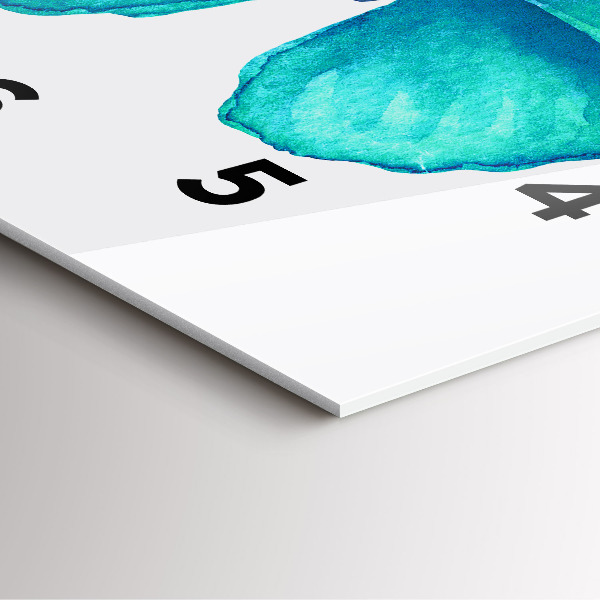 Zegar na ścianę kwadratowy Turkusowy letni motyl