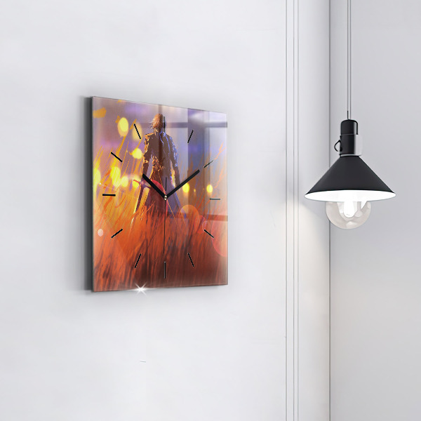 Zegar na ścianę kwadratowy Rycerz z mieczem