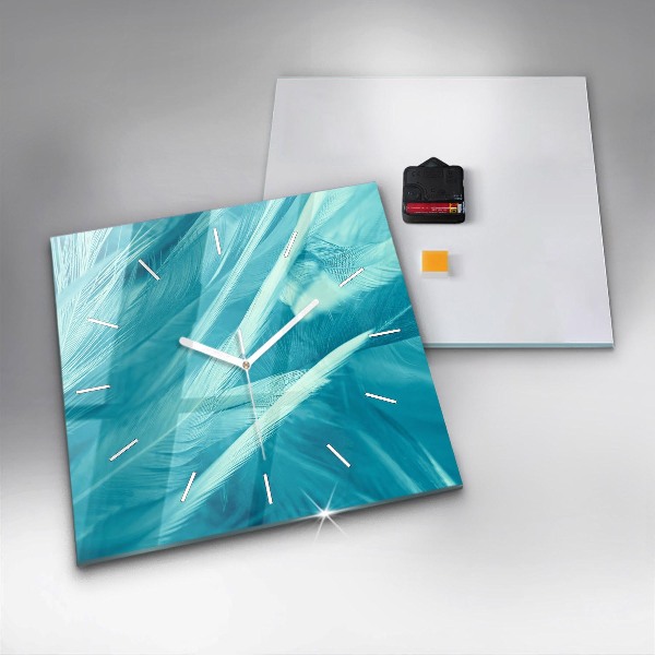 Zegar na ścianę kwadratowy Zielono turkusowe vintage