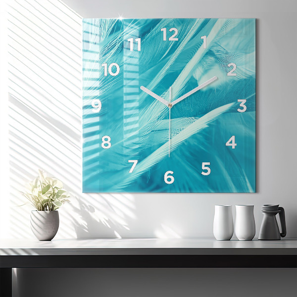 Zegar na ścianę kwadratowy Zielono turkusowe vintage