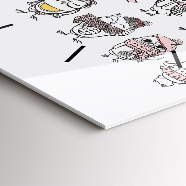 Zegar na ścianę kwadratowy Plakat vintage z sowami