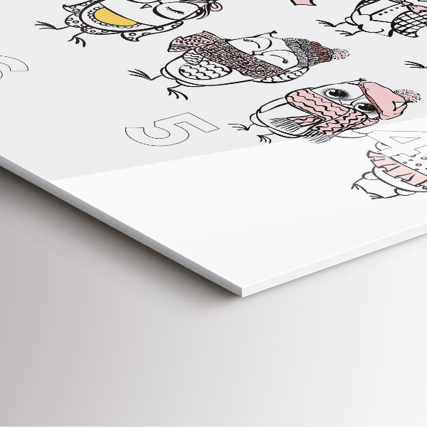 Zegar na ścianę kwadratowy Plakat vintage z sowami