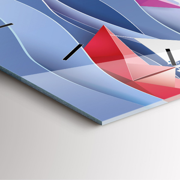 Zegar na ścianę kwadratowy Origami kolorowe żaglówki