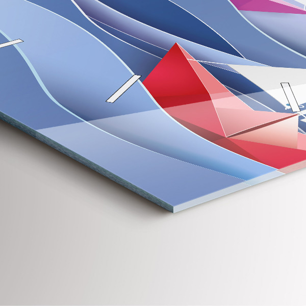 Zegar na ścianę kwadratowy Origami kolorowe żaglówki